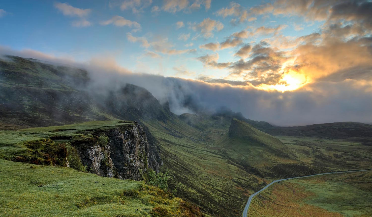 Beautiful mountain range with a wall of clouds.